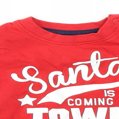 Close-up detail of Nutmeg Baby Red Basic T-Shirt, size 0-3, Months - christmas