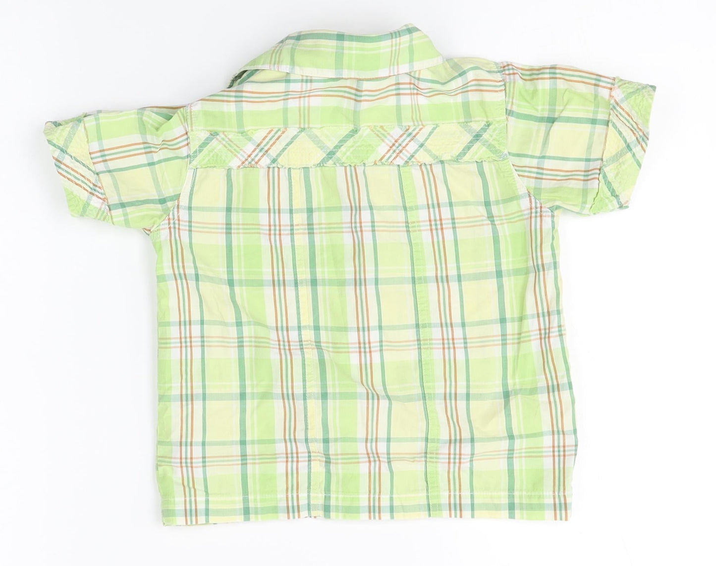 mini mode Boys Green Plaid  Basic Button-Up Size 18-24 Months