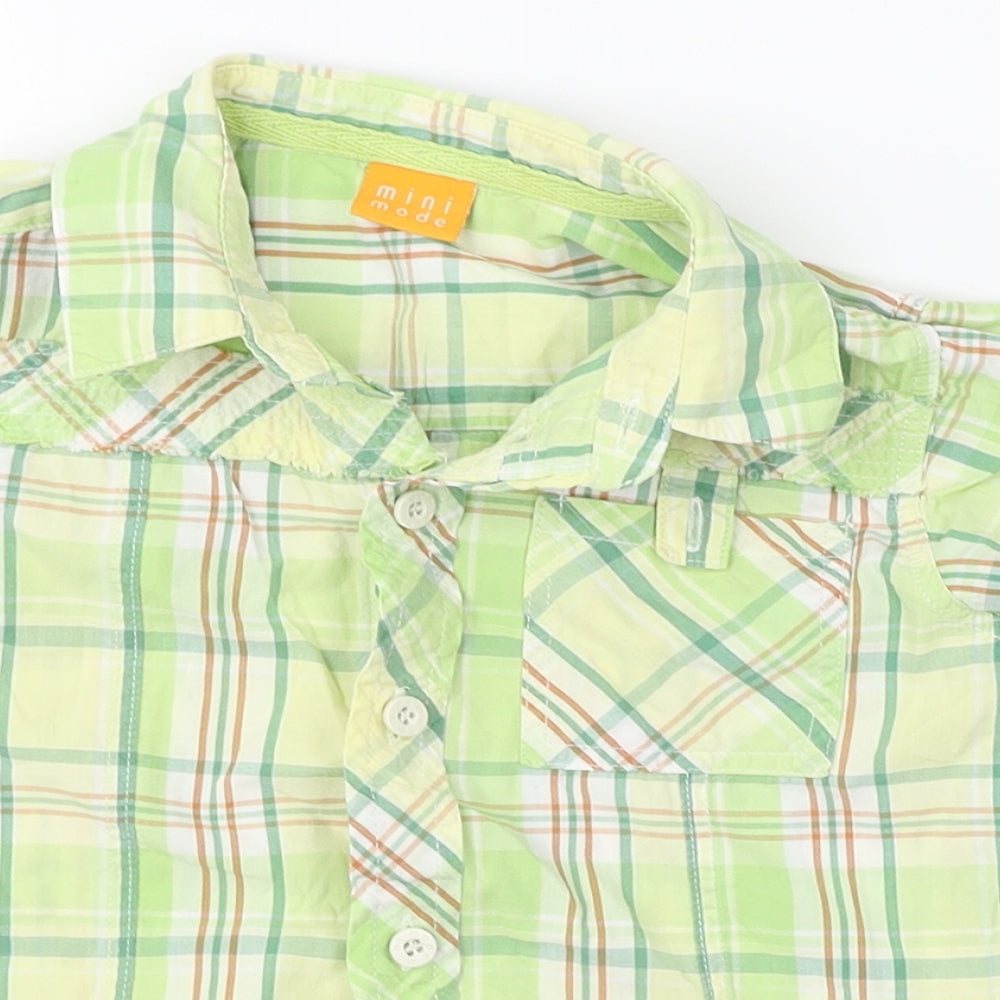 mini mode Boys Green Plaid  Basic Button-Up Size 18-24 Months