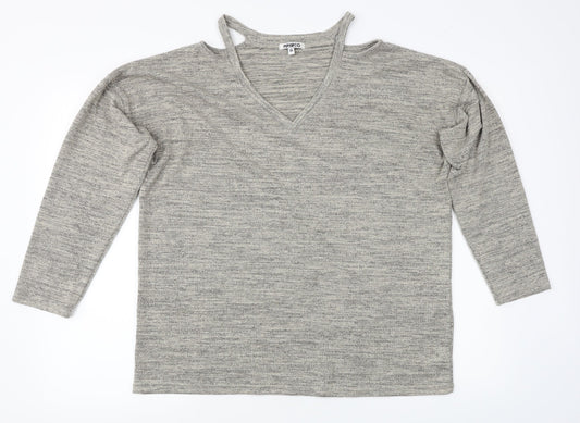 pep co Womens Grey  Knit Pullover Jumper Size 16  - shoulder straps