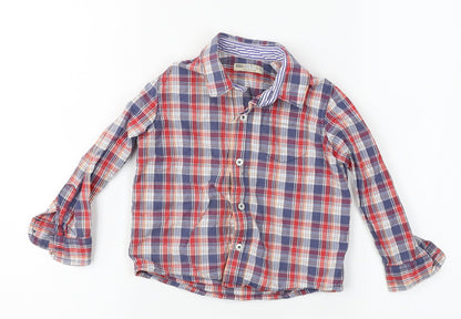 Marks & Spencer Boys Blue Plaid  Basic Button-Up Size 2-3 Years