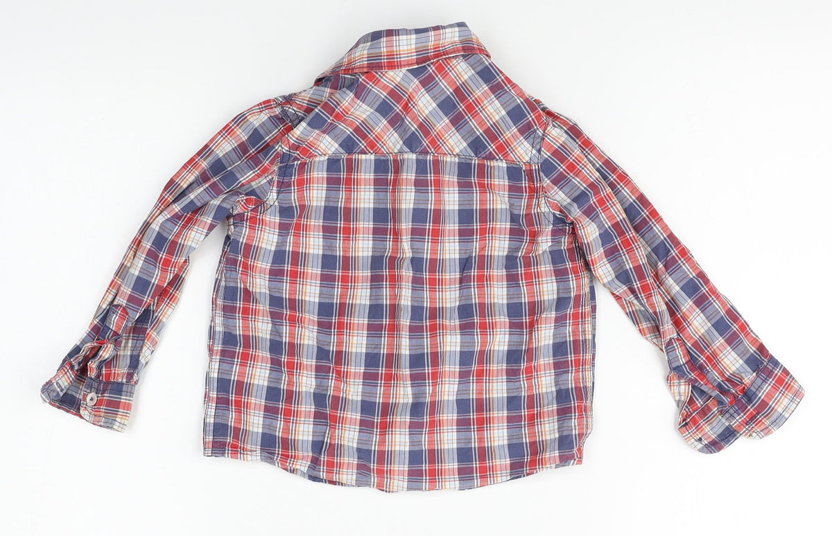 Marks & Spencer Boys Blue Plaid  Basic Button-Up Size 2-3 Years