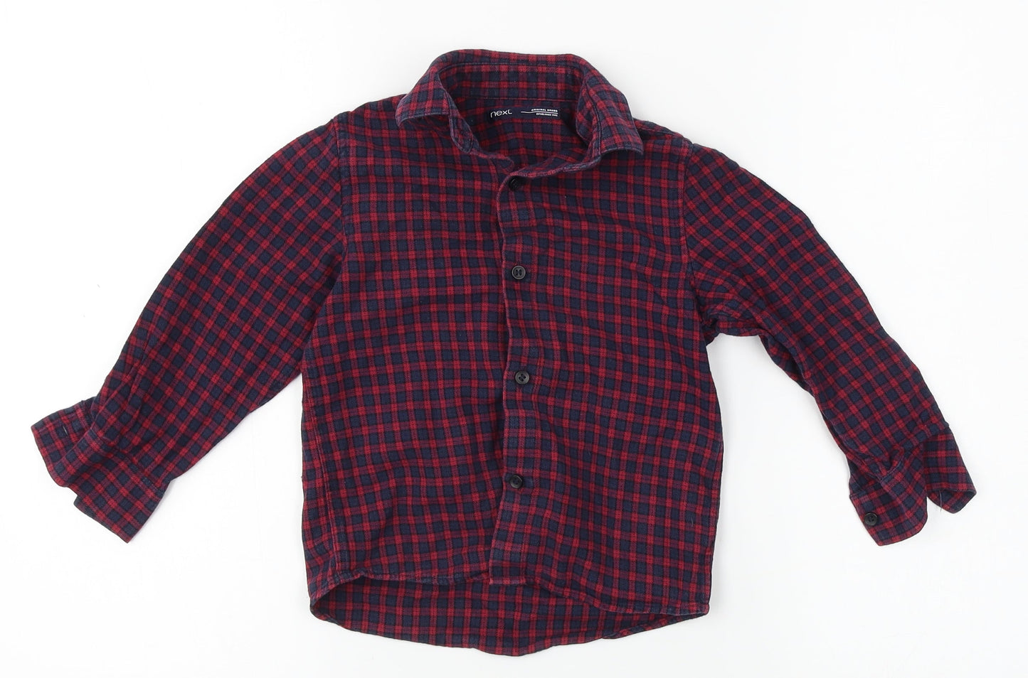 NEXT Boys Red Plaid  Basic Button-Up Size 4 Years