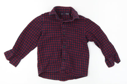 NEXT Boys Red Plaid  Basic Button-Up Size 4 Years