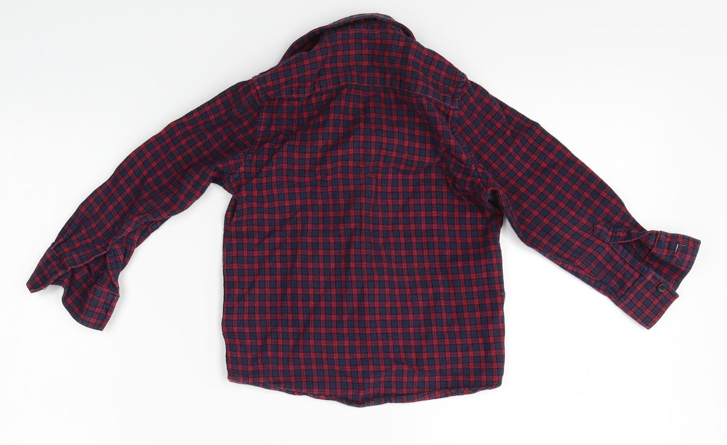 NEXT Boys Red Plaid  Basic Button-Up Size 4 Years