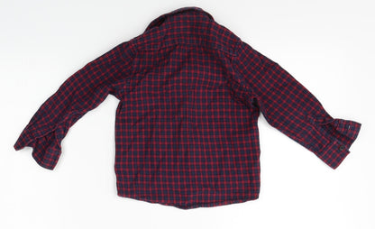 NEXT Boys Red Plaid  Basic Button-Up Size 4 Years