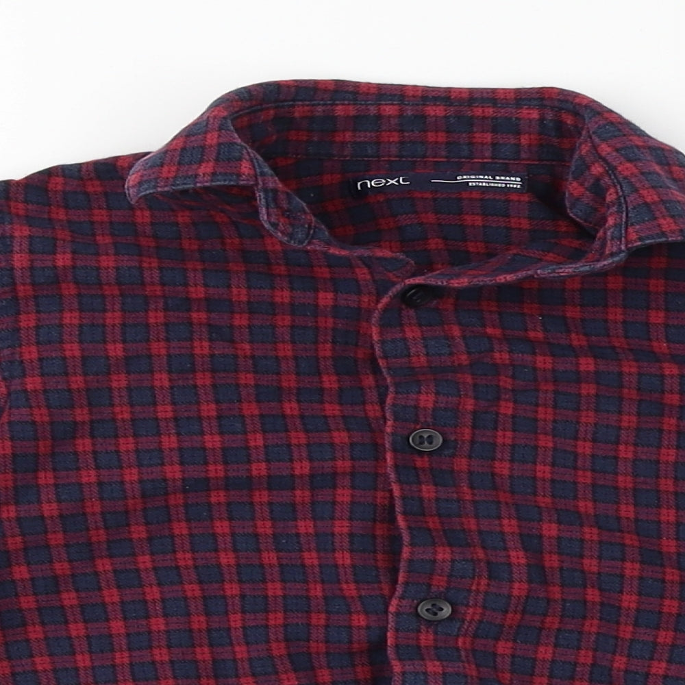 NEXT Boys Red Plaid  Basic Button-Up Size 4 Years