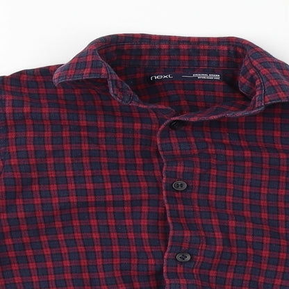 NEXT Boys Red Plaid  Basic Button-Up Size 4 Years