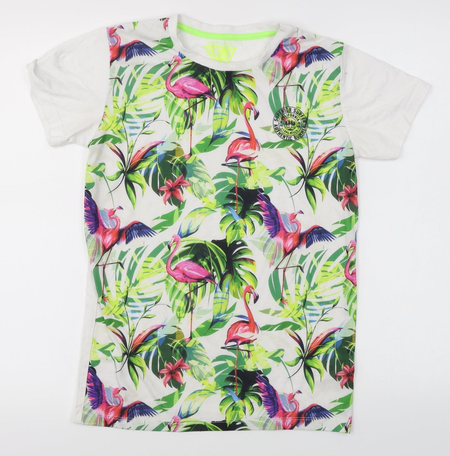 Matalan Boys Green Floral  Basic T-Shirt Size 13 Years