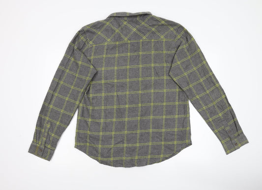 Another Influence Mens Grey Check   Button-Up Size L