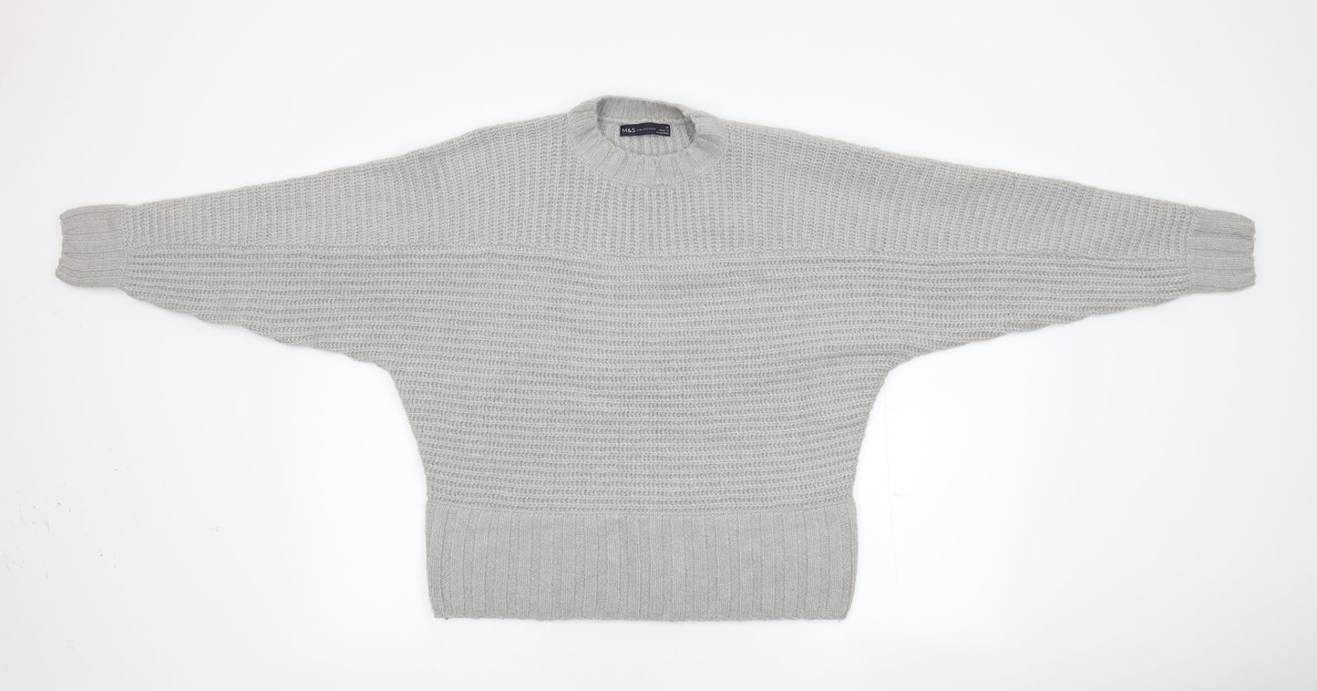 M&S Womens Grey  Knit Pullover Jumper Size M