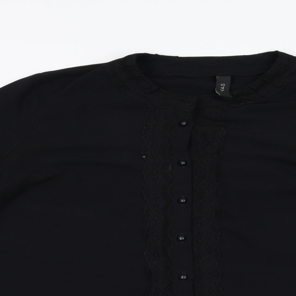 Womens UK Size M YAS Black Basic Blouse