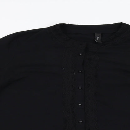 Womens UK Size M YAS Black Basic Blouse