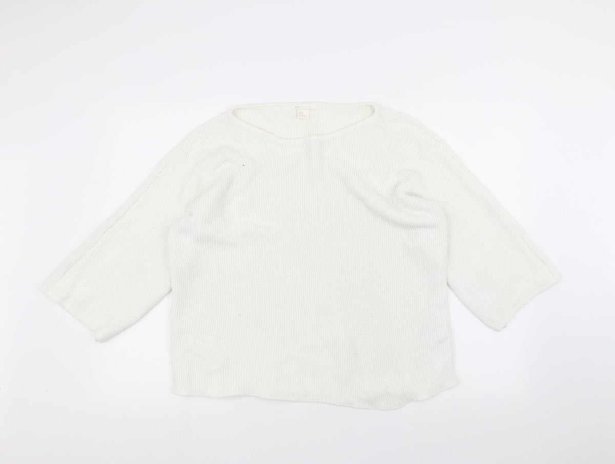 H&M Womens White  Knit Pullover Jumper Size M