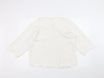 H&M Womens White  Knit Pullover Jumper Size M