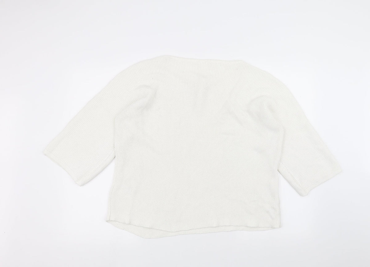 H&M Womens White  Knit Pullover Jumper Size M