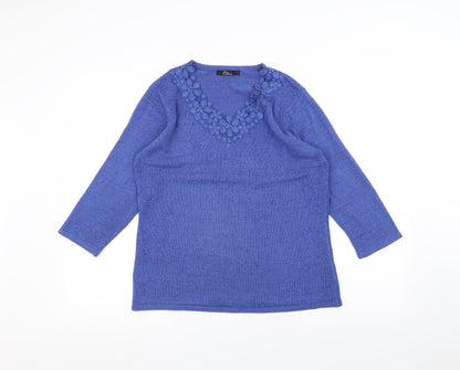 Bonmarché Womens Blue Knit Pullover Jumper Size S