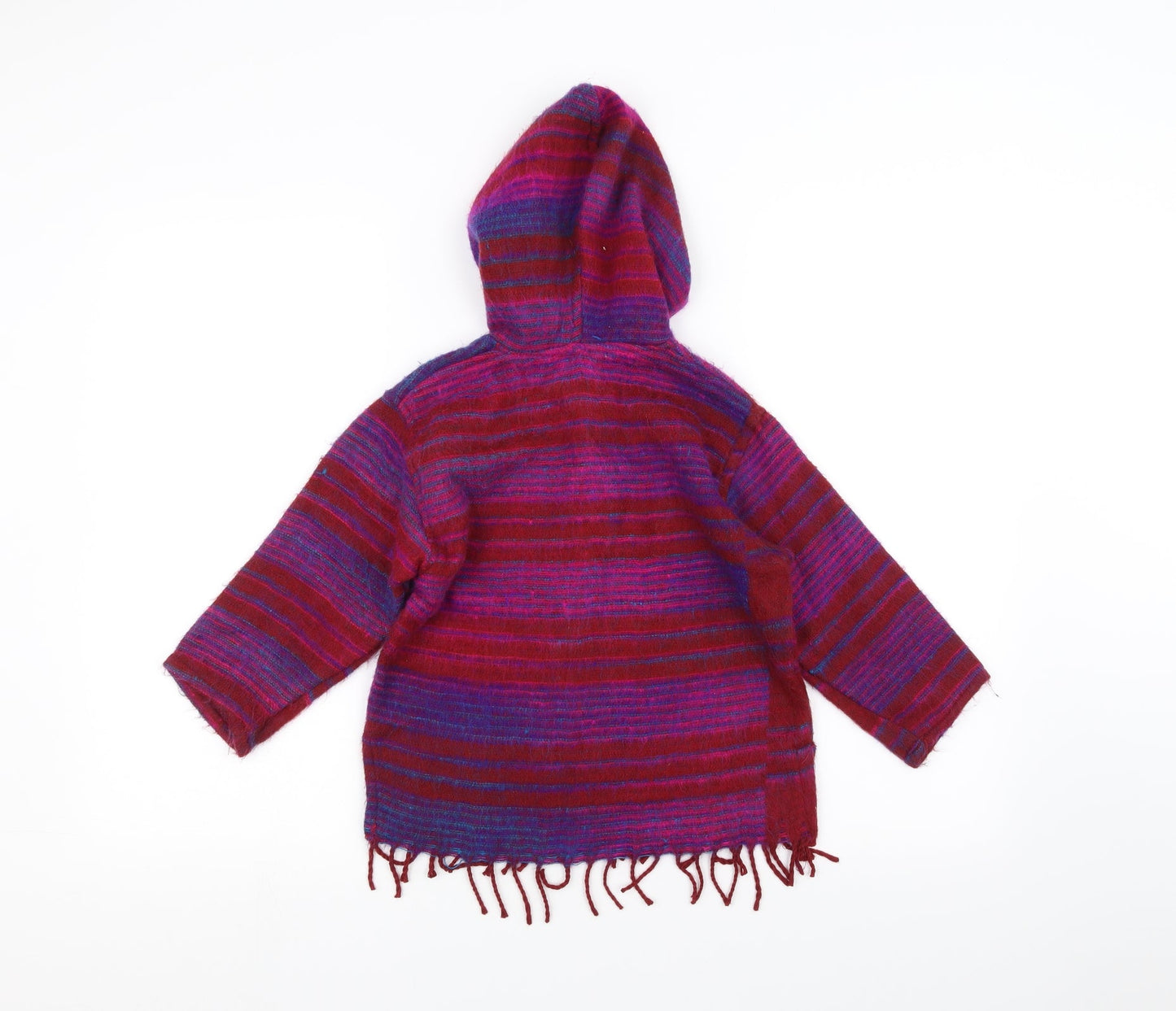 Preworn Girls Red Striped  Pullover Hoodie Size L
