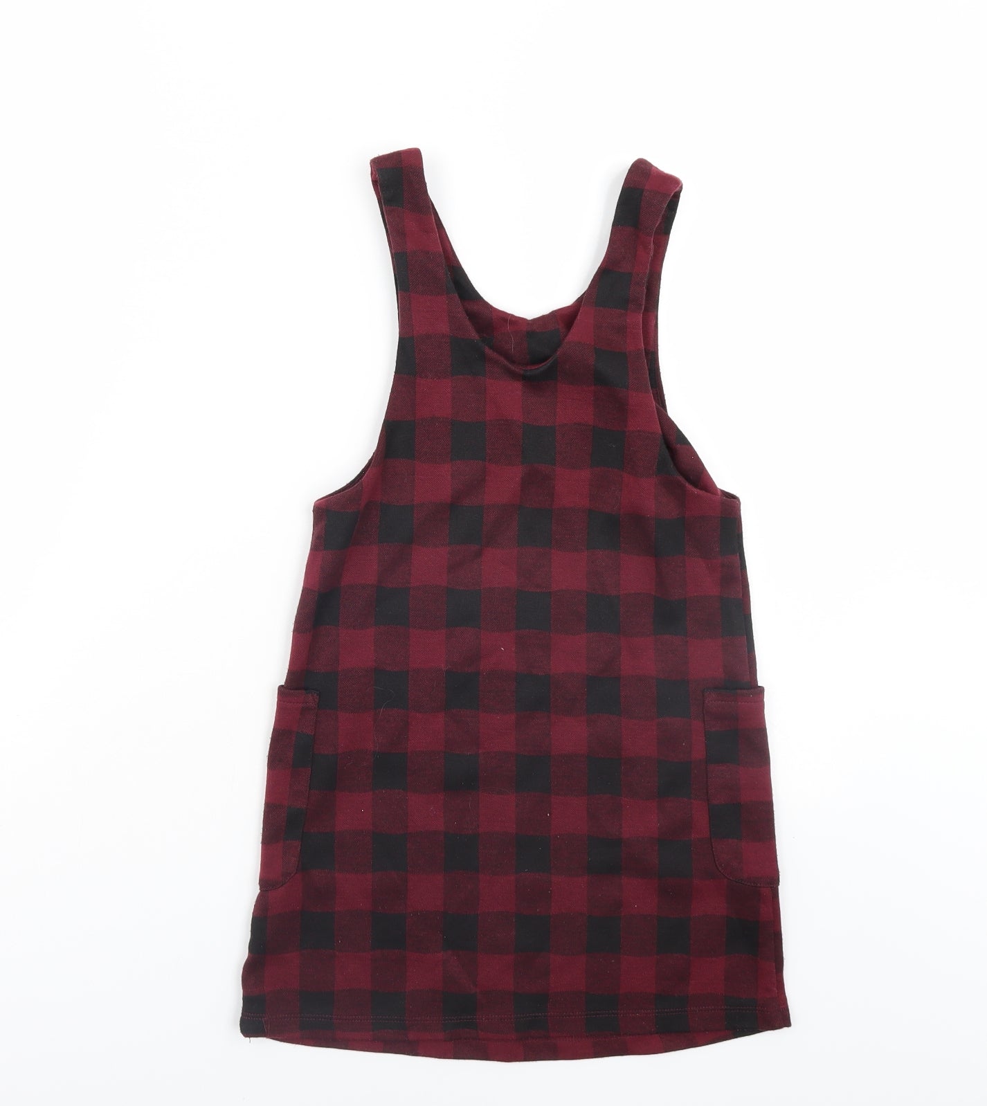 Nutmeg Girls Red Check  Pinafore/Dungaree Dress