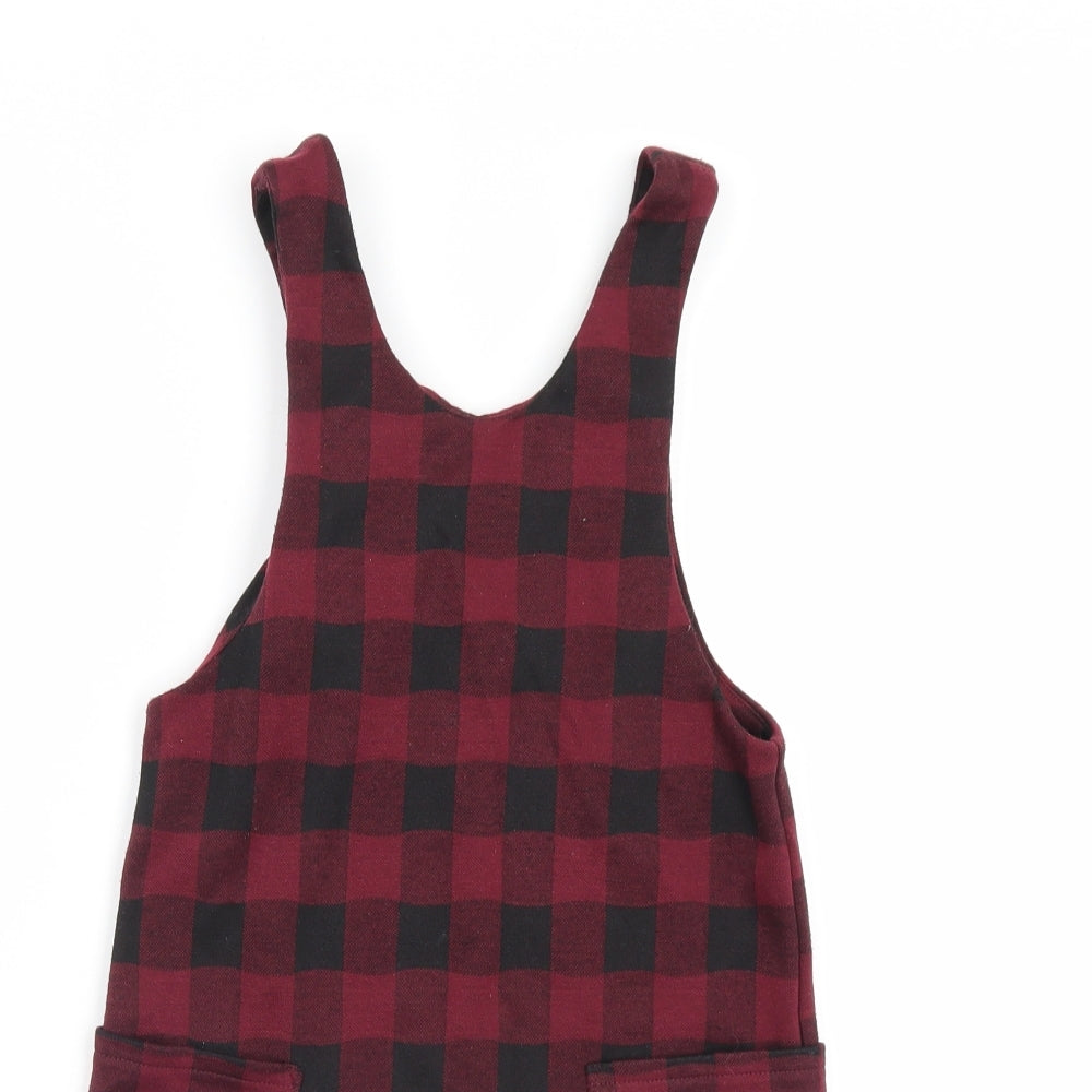 Nutmeg Girls Red Check  Pinafore/Dungaree Dress