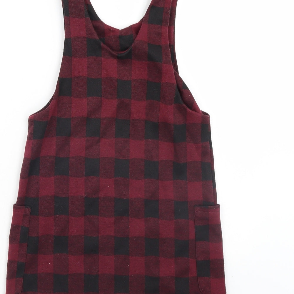 Nutmeg Girls Red Check  Pinafore/Dungaree Dress