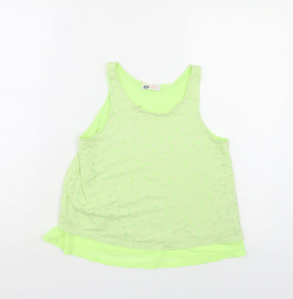H&M Girls Green Polka Dot  Tunic Blouse Size 11-12 Years