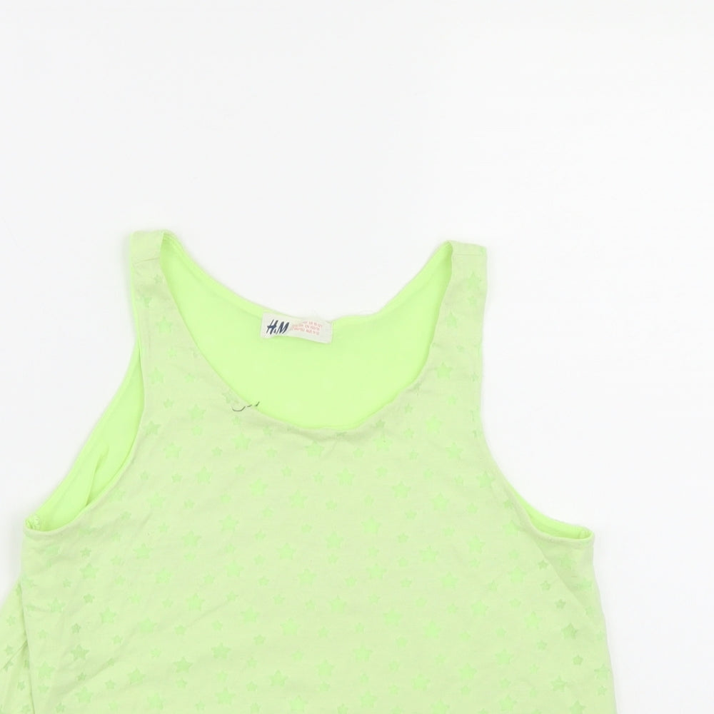 H&M Girls Green Polka Dot  Tunic Blouse Size 11-12 Years