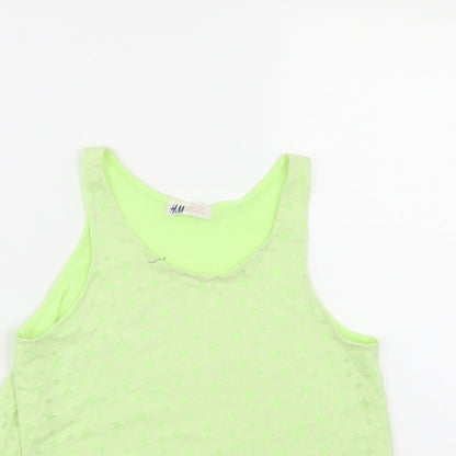 H&M Girls Green Polka Dot  Tunic Blouse Size 11-12 Years