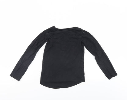 Nutmeg Girls Black Floral  Pullover Jumper Size 9-10 Years