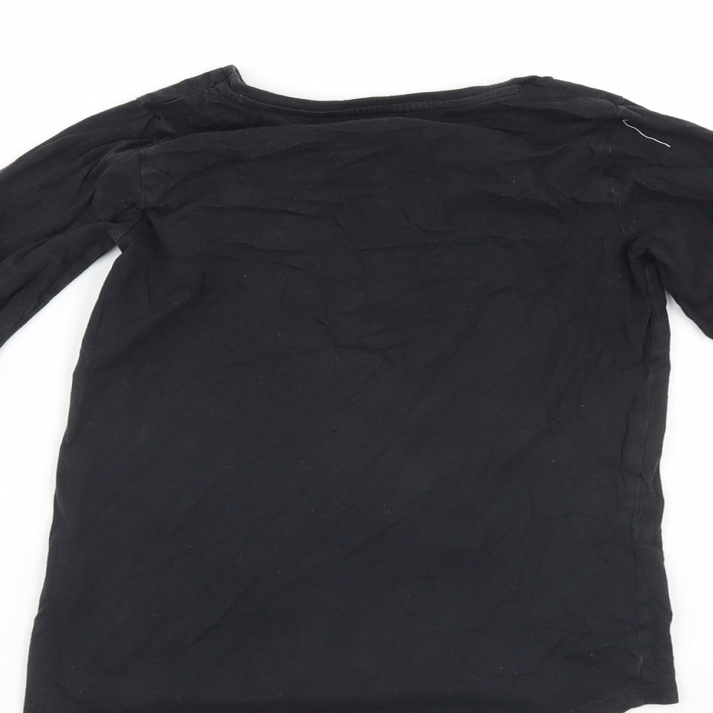 Nutmeg Girls Black Floral  Pullover Jumper Size 9-10 Years