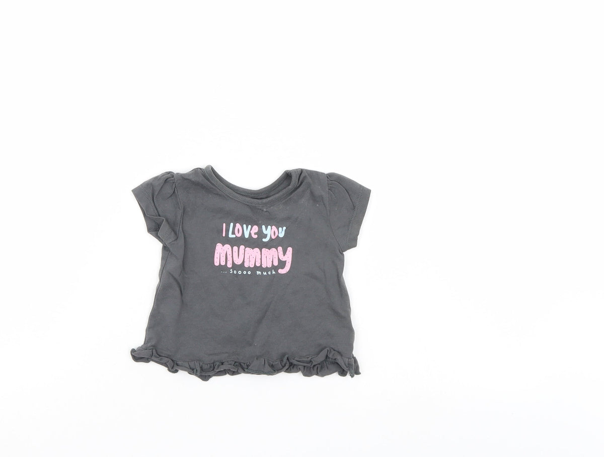 Additional front view of George Baby Grey Basic T-Shirt, size 0-3, Months