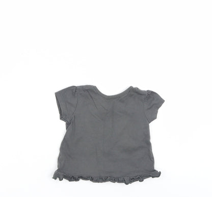 Back view of George Baby Grey Basic T-Shirt, size 0-3, Months