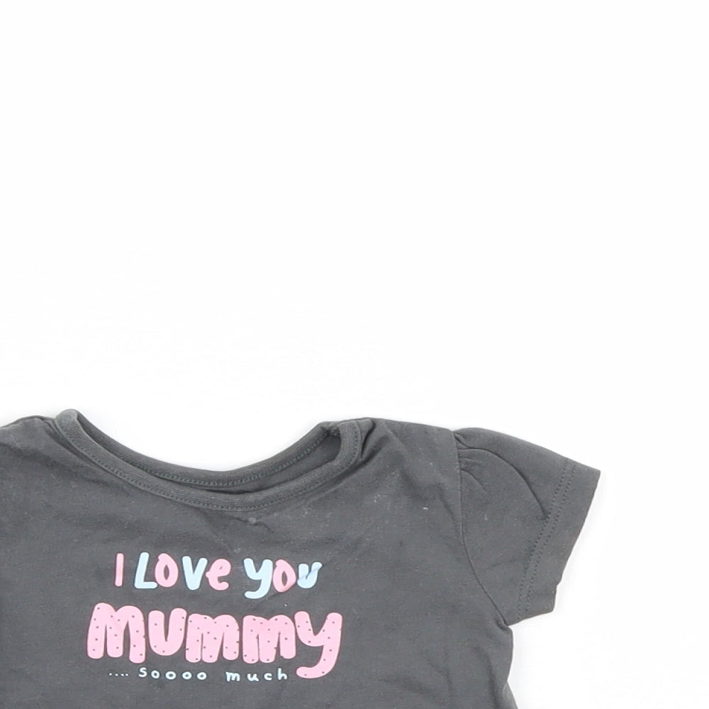 Close-up detail of George Baby Grey Basic T-Shirt, size 0-3, Months