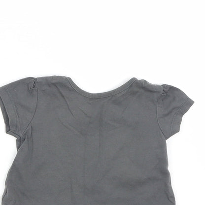 Brand and care label for George Baby Grey Basic T-Shirt, size 0-3, Months