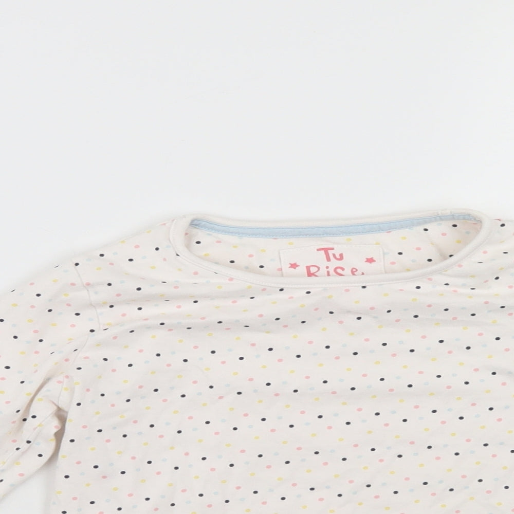TU Girls White Polka Dot  Top Pyjama Top Size 6-7 Years