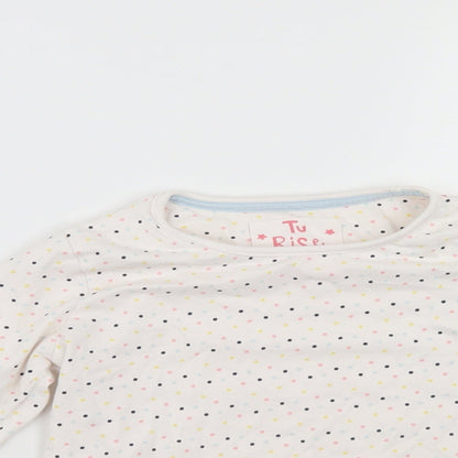 TU Girls White Polka Dot  Top Pyjama Top Size 6-7 Years