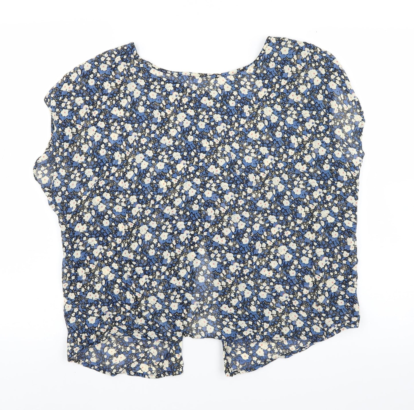 Dylan & Rose Womens Blue Floral  Basic Blouse Size 10  - OPEN BACK