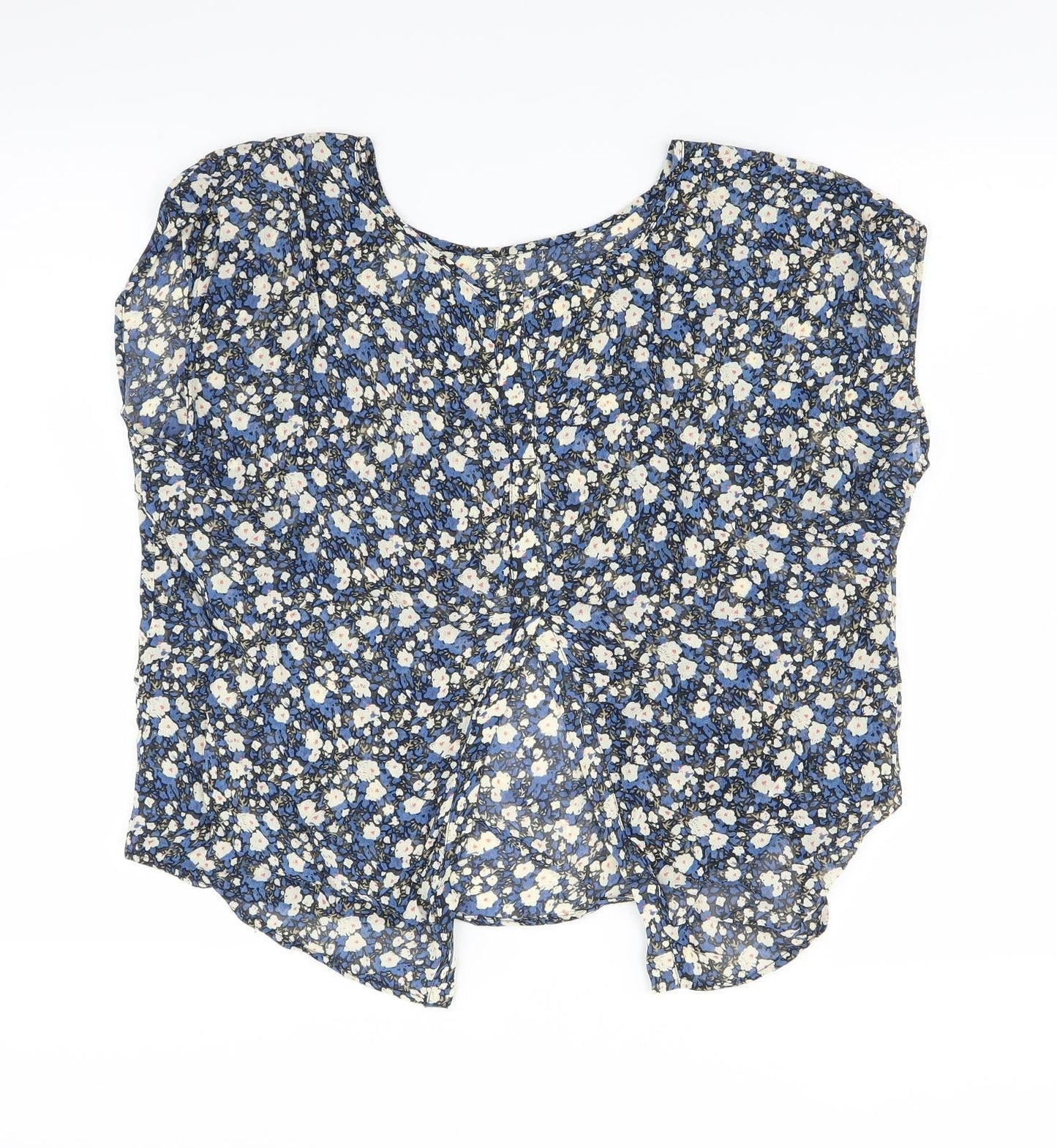 Dylan & Rose Womens Blue Floral  Basic Blouse Size 10  - OPEN BACK