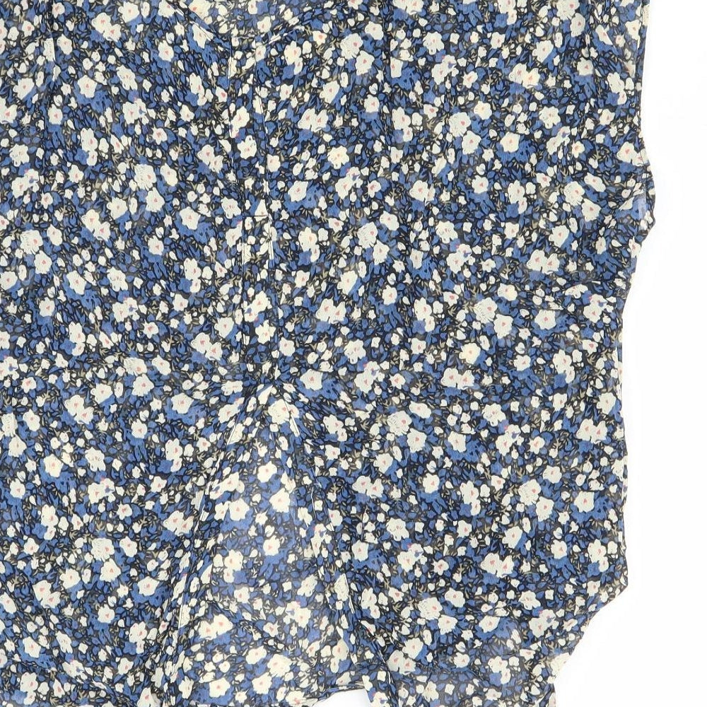 Dylan & Rose Womens Blue Floral  Basic Blouse Size 10  - OPEN BACK