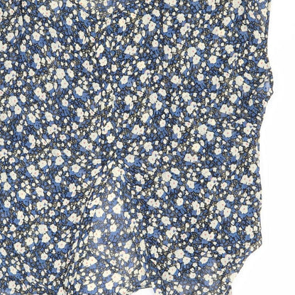 Dylan & Rose Womens Blue Floral  Basic Blouse Size 10  - OPEN BACK
