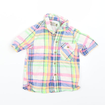 NEXT Baby White Plaid  Basic Button-Up Size 9-12 Months