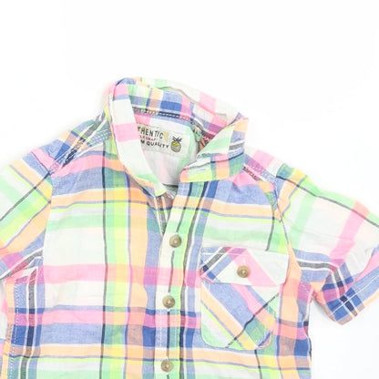 NEXT Baby White Plaid  Basic Button-Up Size 9-12 Months