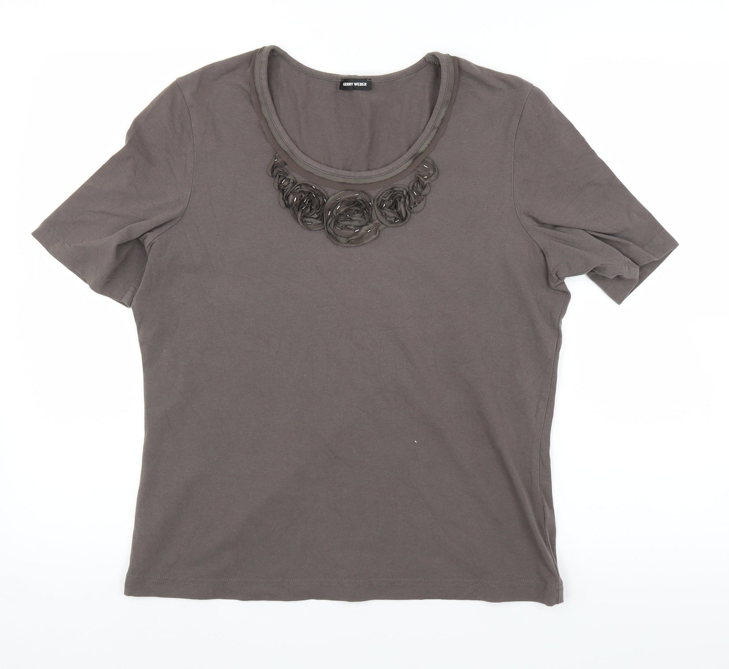 Womens UK Size 14 Gerry Weber Grey Basic T-Shirt