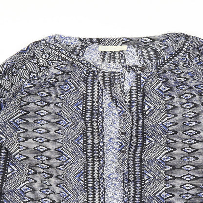 CHA CHA Womens Blue Geometric  Basic Blouse Size L