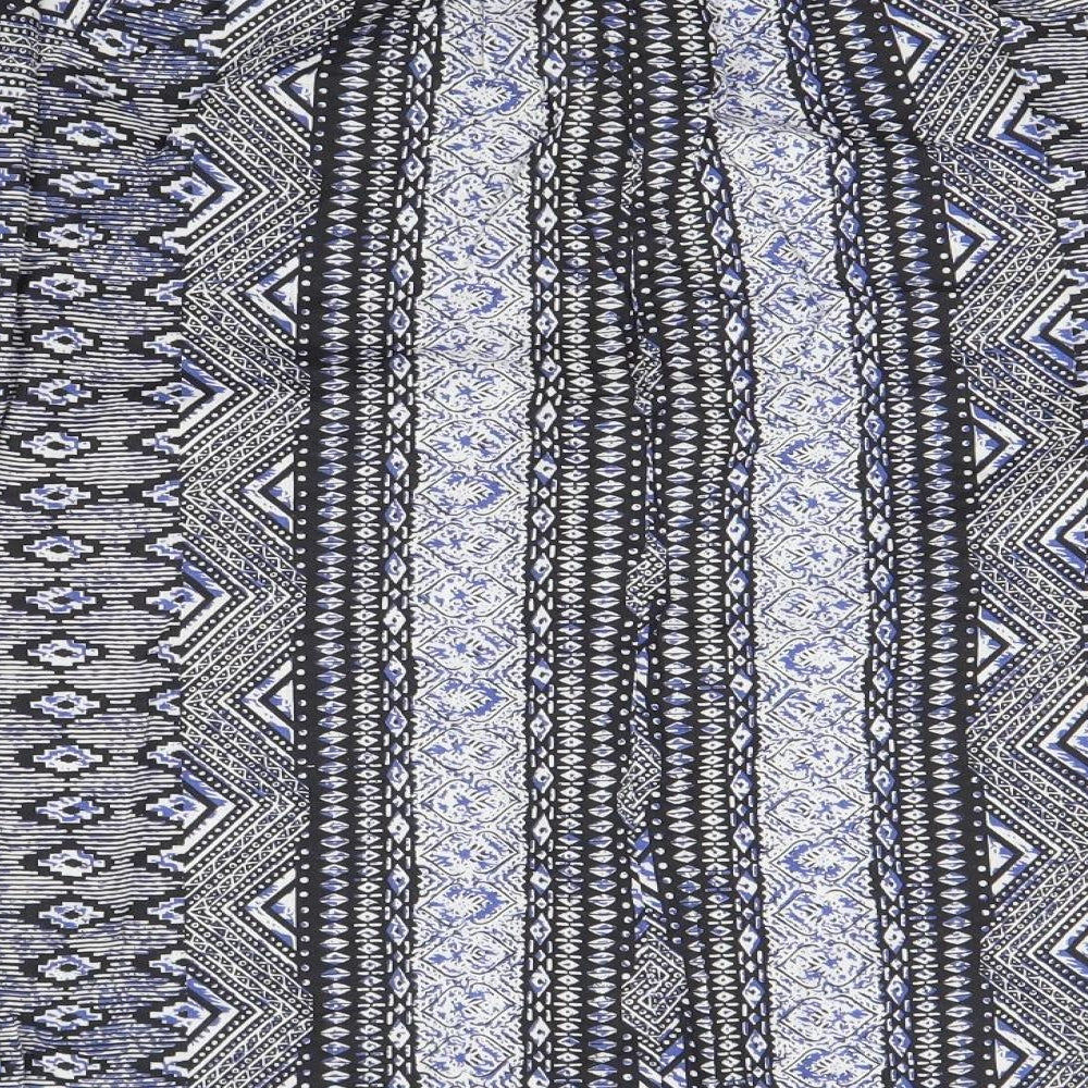 CHA CHA Womens Blue Geometric  Basic Blouse Size L