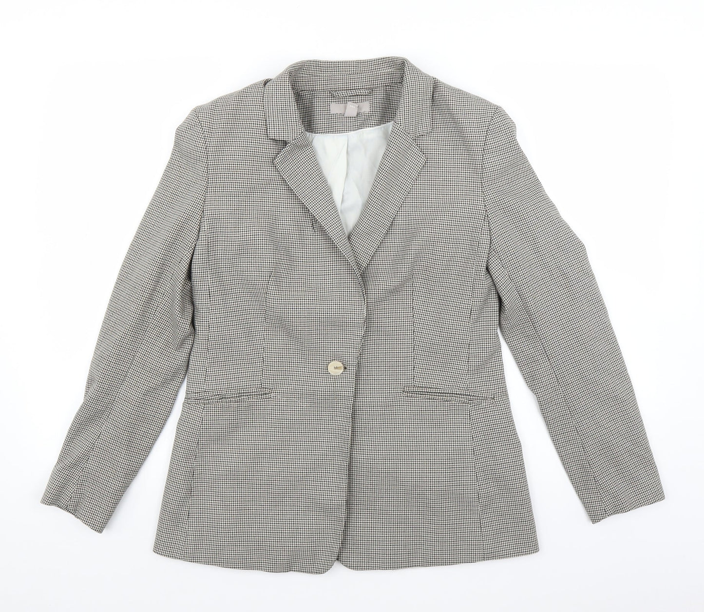 H&M Womens Green Houndstooth  Jacket Blazer Size 12