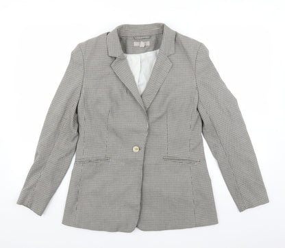 H&M Womens Green Houndstooth  Jacket Blazer Size 12