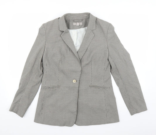 H&M Womens Green Houndstooth  Jacket Blazer Size 12