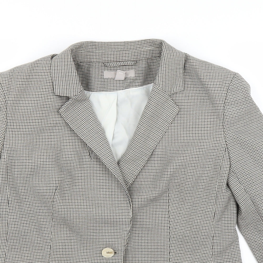 H&M Womens Green Houndstooth  Jacket Blazer Size 12