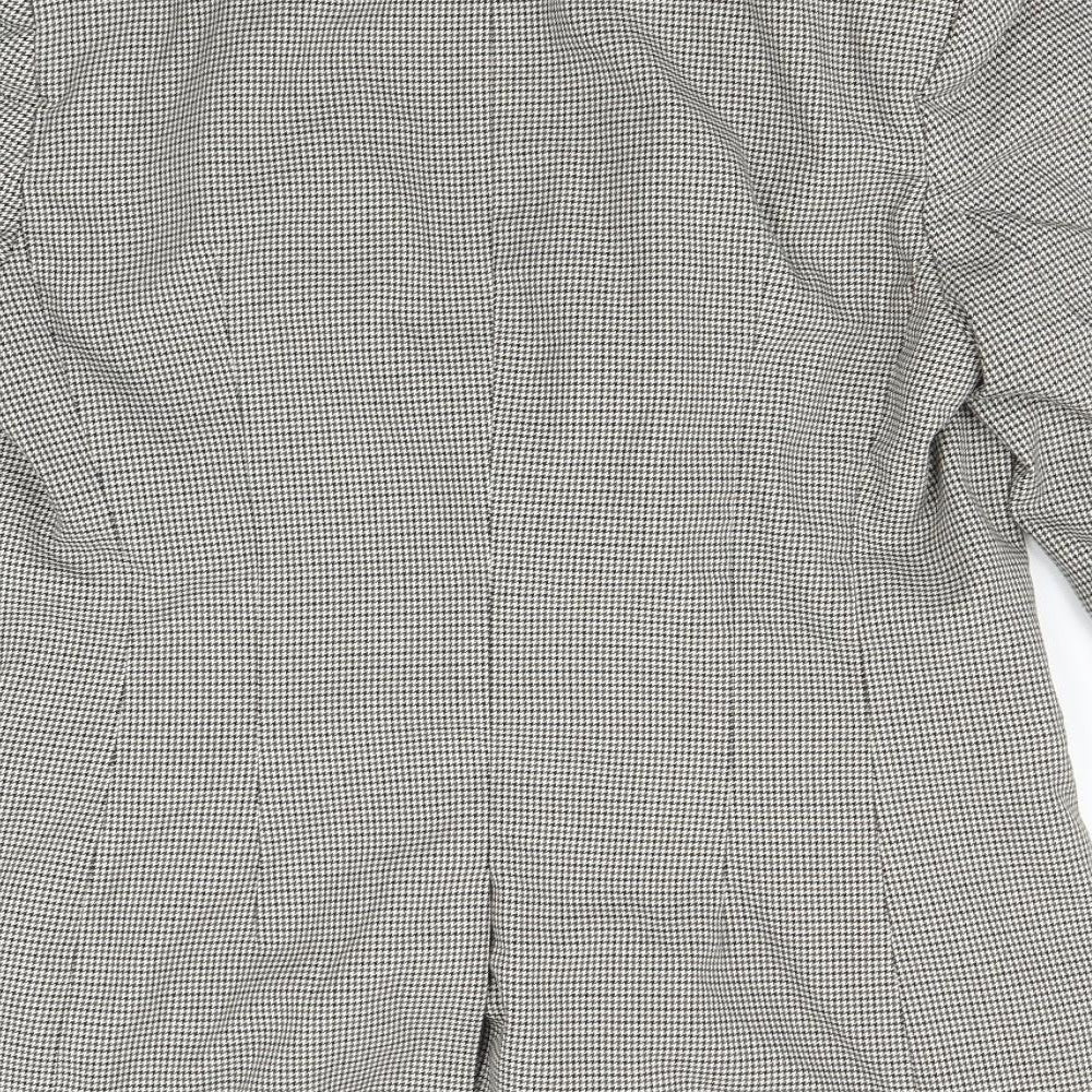H&M Womens Green Houndstooth  Jacket Blazer Size 12